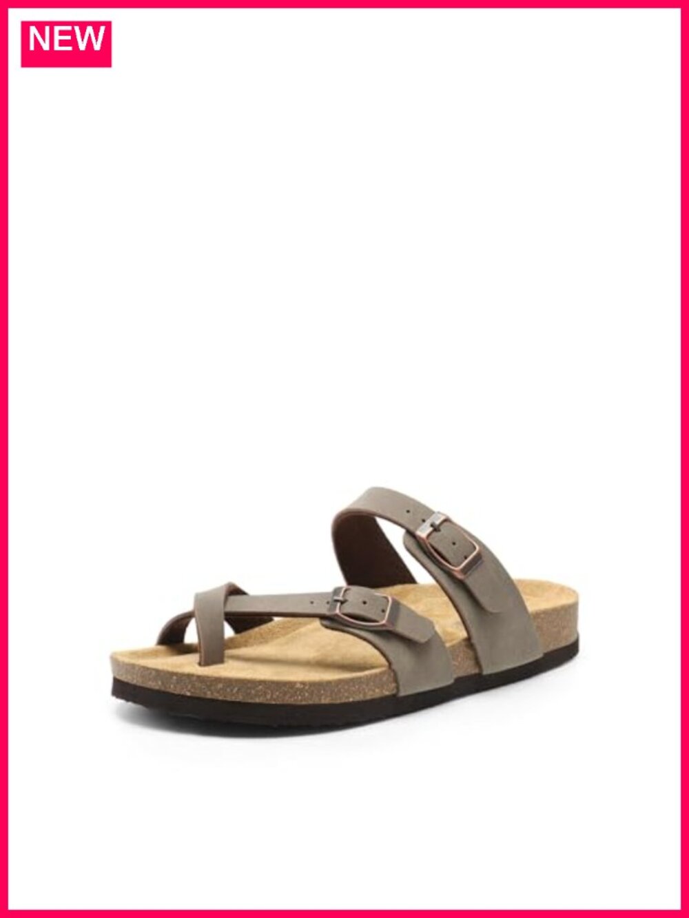 Women's Cork Footbed Slide Sandals Adjustable Strap Open Toe Slip On Comfort